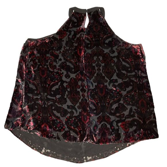 TORRID Halter Tunic Tank Top / Size 2X / Burnout Velvet Paisley Red Black NEW - Picture 4 of 9